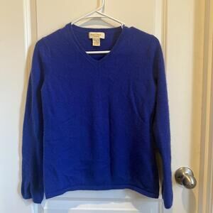 Peck & Peck Women's Blue Cashmere V-Neck Sweater Size Large